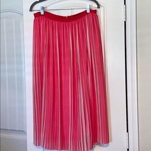 NWT JCrew hot pink and white pleated skirt